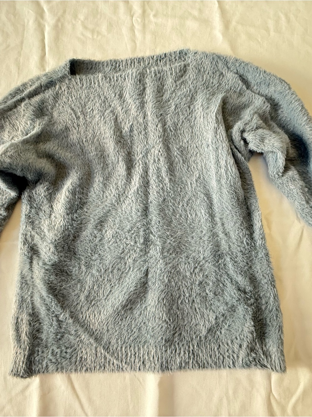 Eyelash light blue /Gray Long-Sleeve Women's Sweater Top made in Italy soft